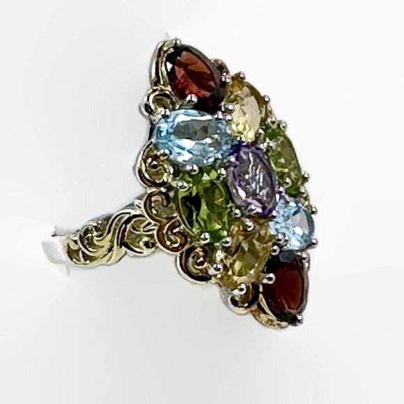 Gemstone Ring, Chuck Clemency: Designer, STS, Gold, Garnet, Amethyst, Peridot - Picture 4 of 6